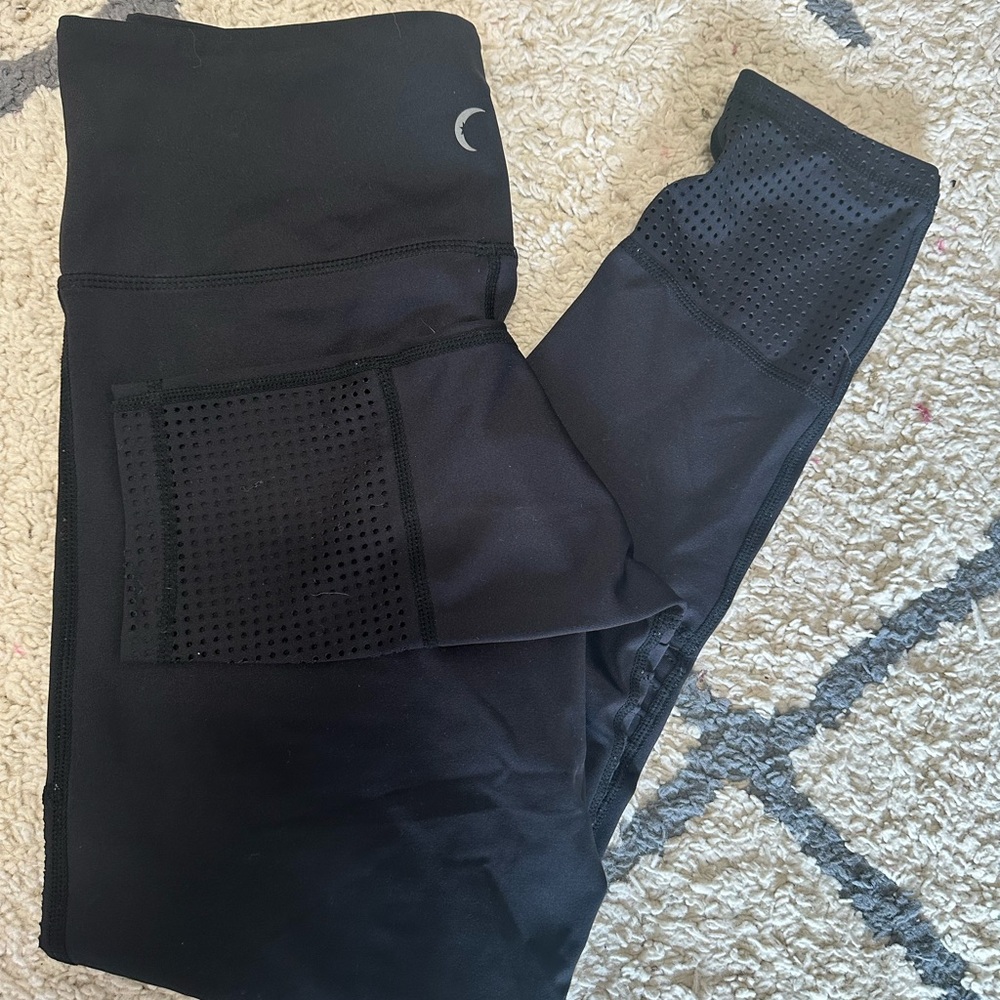 ZYIA Black Leggings with Moto Mesh Detail